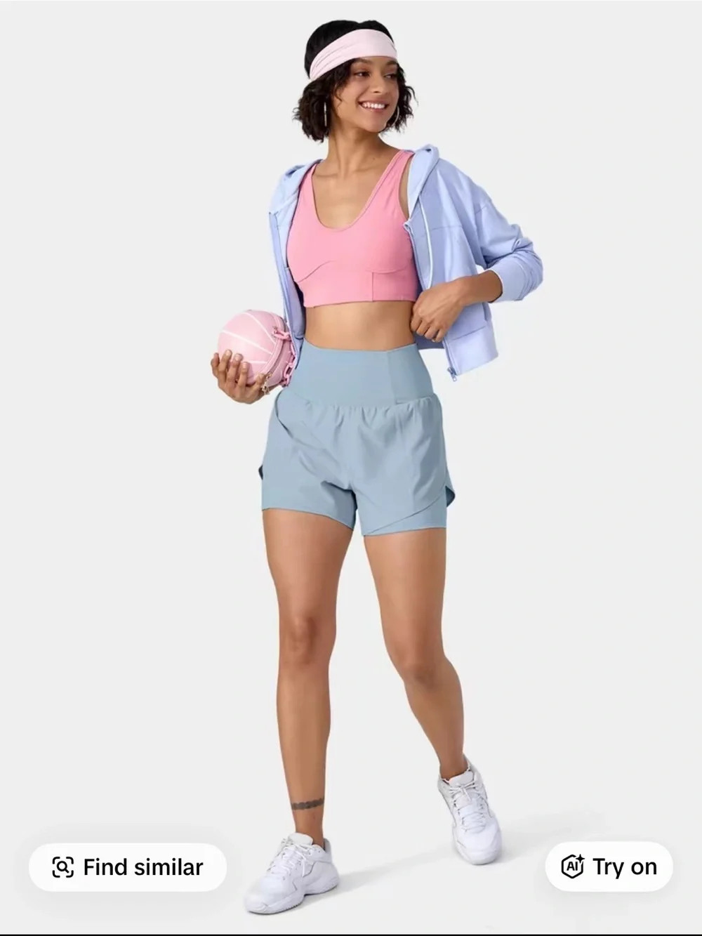 🩷 Halara Light Blue High-Waist Layered Active Shorts - Picture 2 of 4